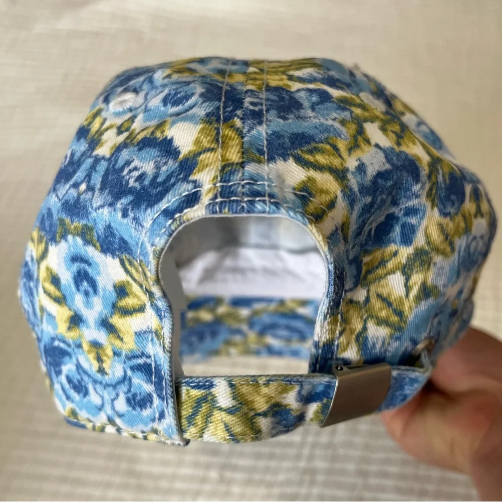 NWT Aerie Blue Floral Distressed Baseball Cap - Picture 4 of 5